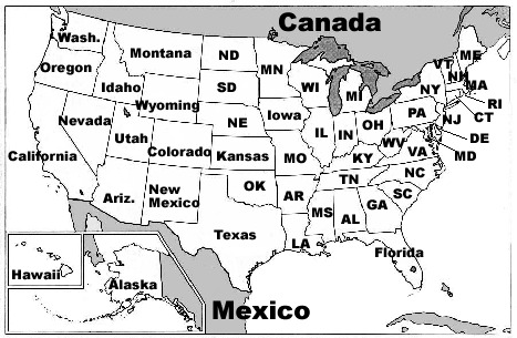 Map to select USA observations